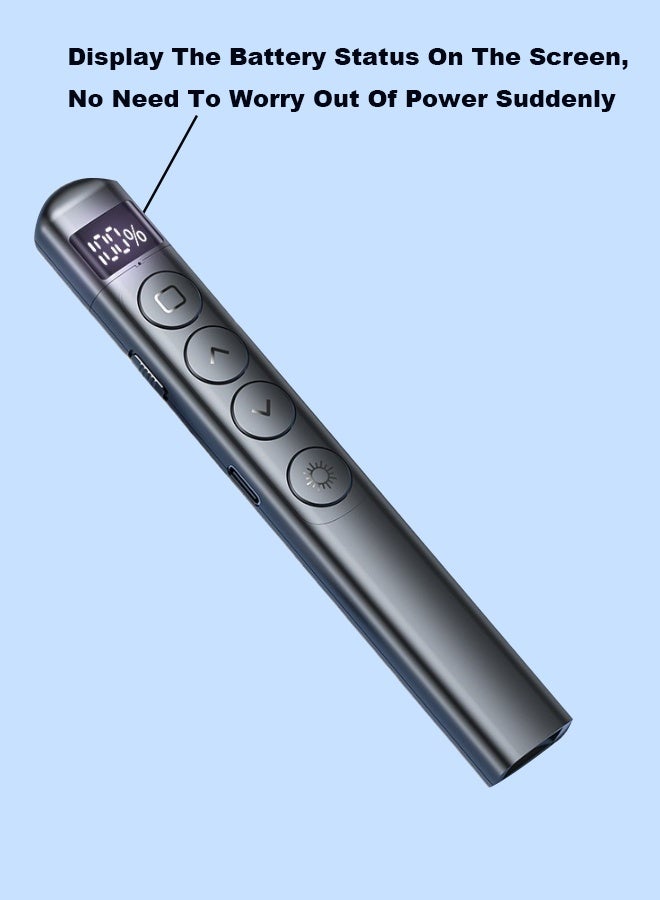 بكومور جهاز تحكم لاسلكي للعرض التقديمي مزود ببطارية ليثيوم مدمجة وشاشة عرض لمستوى البطارية، وجهاز تحكم عن بعد للعروض التقديمية بتردد 2.4 جيجاهرتز لبرامج PowerPoint/PPT/Keynote، ووظيفة توصيل وتشغيل USB لتحريك الشرائح، والتحكم في الارتباطات التشعبية ومستوى الصوت، ومتوافق مع أجهزة Mac/PC - Image 3